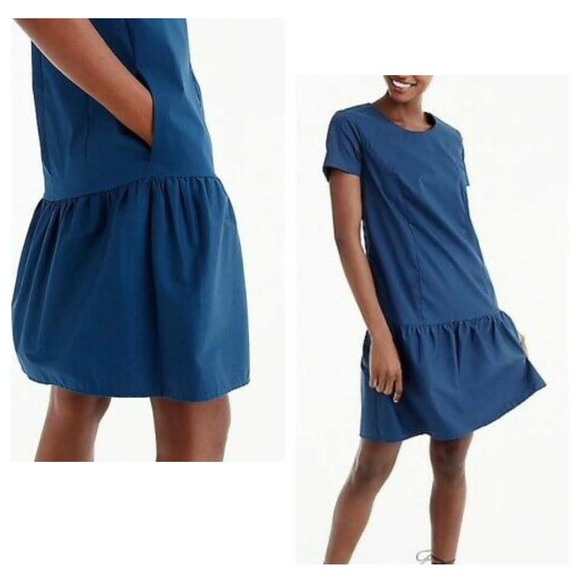 New Universal Standard X J. Crew Medium Drop Waist Shift Dress Blue Cotton Flare - Picture 6 of 12